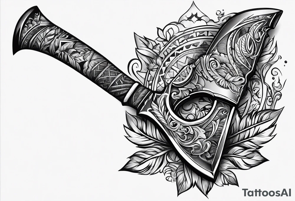 Tomahawk with carvings tattoo idea