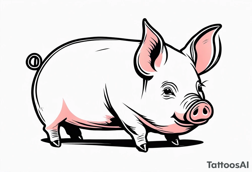 simple drawing of piglet or pig with text: "Friends. Not Food" included.
draw with very thin lines and no shading tattoo idea
