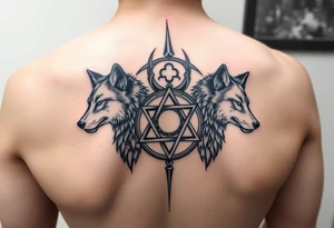 powerful wolfs with a Triskelion tattoo idea