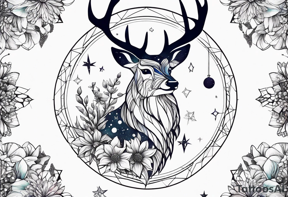 Constellation, animal snow , géométric , flower tattoo idea