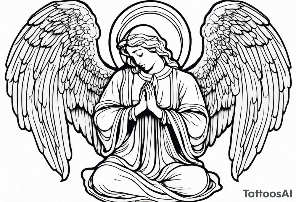 Angel with prayer hands tattoo idea