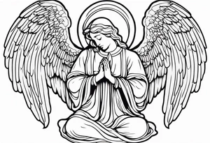 Angel with prayer hands tattoo idea