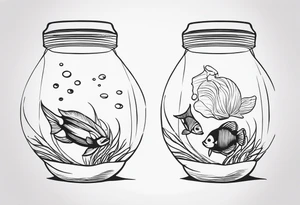 Father daughter matching 2 separate tattoos . Water related. Marine life tattoo idea