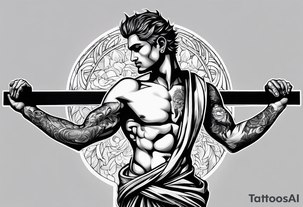 man carrying a cross tattoo idea