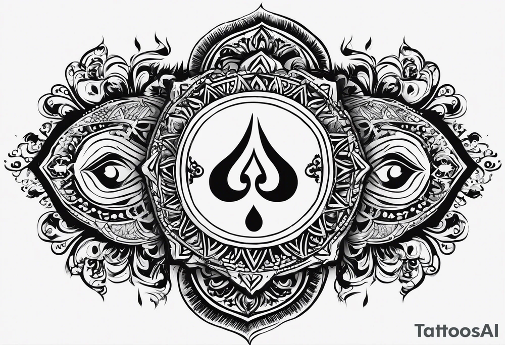 Tattoo ਨਿਰਭਉ ਨਿਰਵੈਰ written in Gurmukhi written text. Add fire and heart to symbolize strength and love tattoo idea