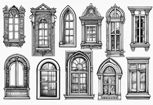 Variety of windows frames flash sheet tattoo idea