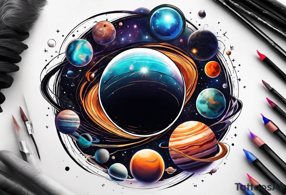 Planets orbiting a supermassive black hole. tattoo idea