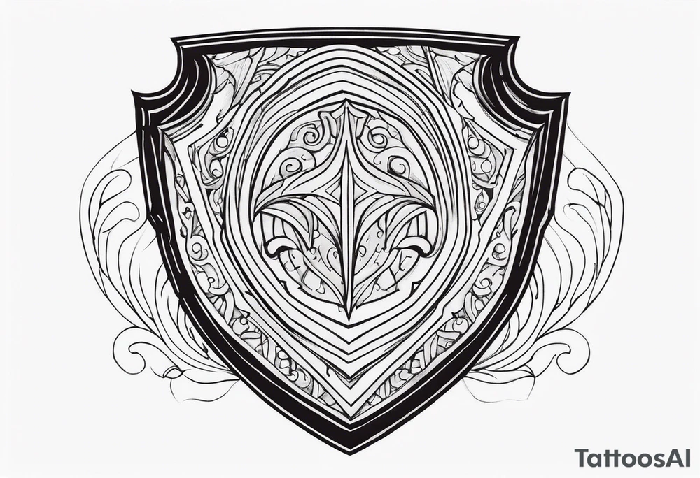 tears bouncing off shield held by warrior very simple tattoo idea