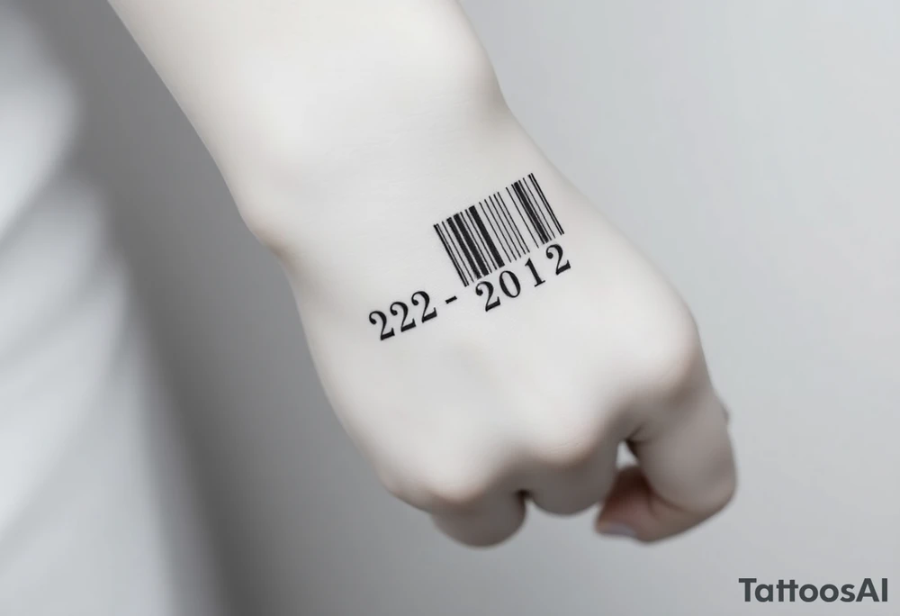 A sleek, minimalist barcode with the couple’s wedding date (22 - 12 - 2012) hidden in the numbers tattoo idea