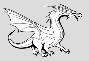 Silhouette modernist minimal wyvern tattoo idea