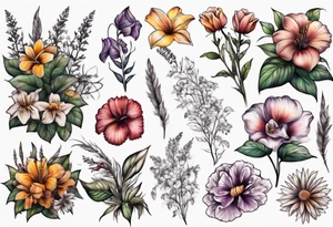 garden valley with flowers tattoo idea