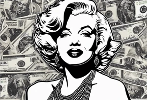 marilyn monroe scarface  money backgrouund tattoo idea