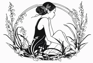 Lily of the valley with a fairy resting on it tattoo idea