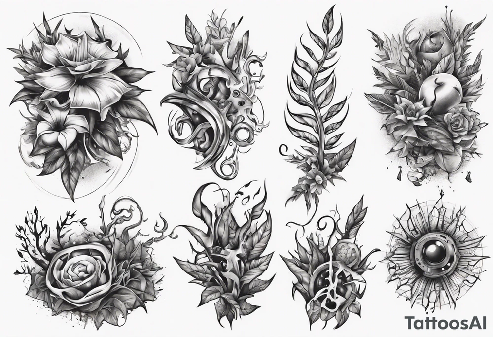 Word ‘power’ on top of plants tattoo idea