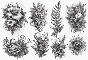 Word ‘power’ on top of plants tattoo idea
