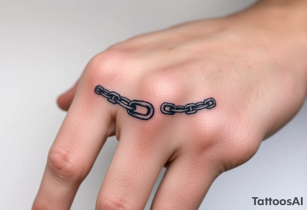 gothic chains intertwined on index finger and thumb connecting together tattoo idea