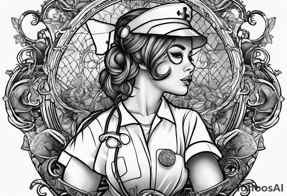 Nurse wearing PPE tattoo idea