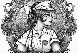 Nurse wearing PPE tattoo idea