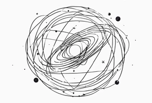 string theory, physics, line art, universe, cosmos tattoo idea