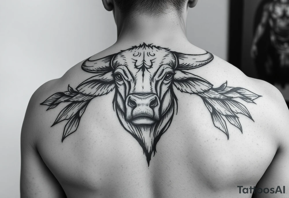 Bull blowing Natural Born Talent in smoke out of his nose tattoo idea