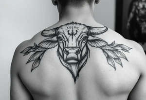 Bull blowing Natural Born Talent in smoke out of his nose tattoo idea