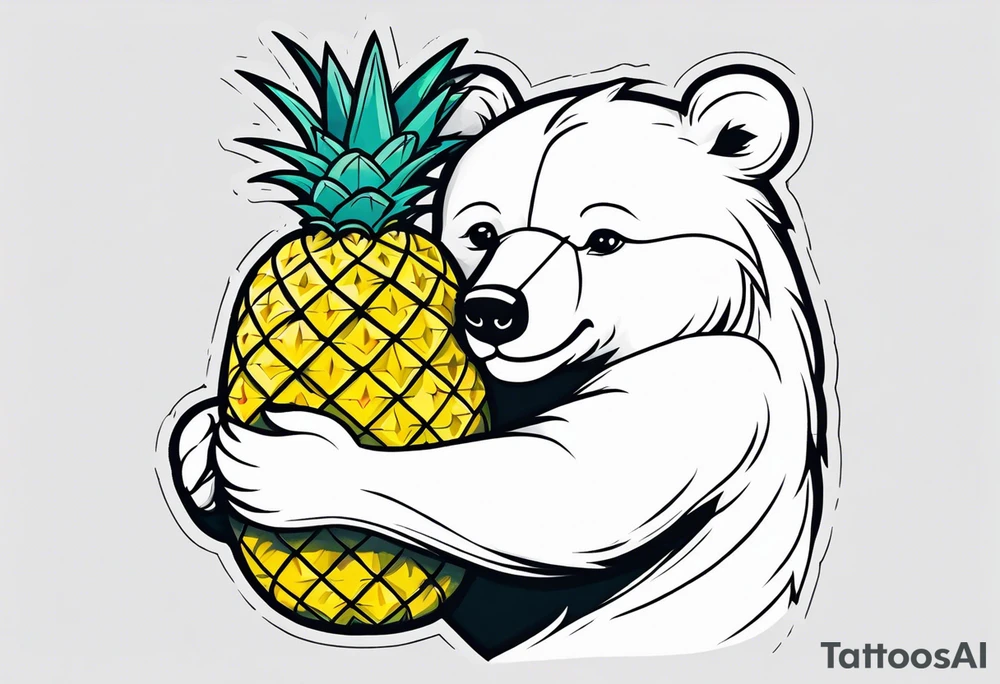 bear hugging pineapple tattoo idea