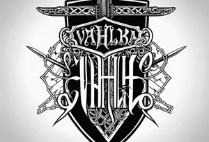 Valhalla fire sword shield barbed wire tattoo idea