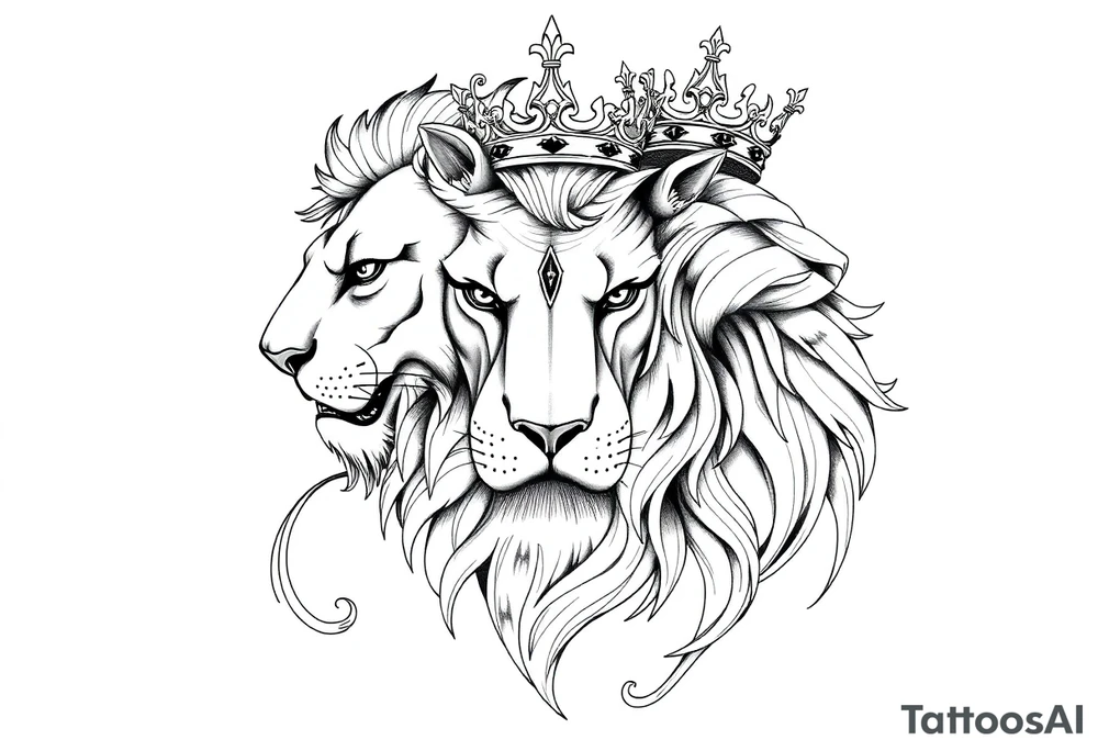 powerful majestic lion vagina and anus
with a crown tattoo idea