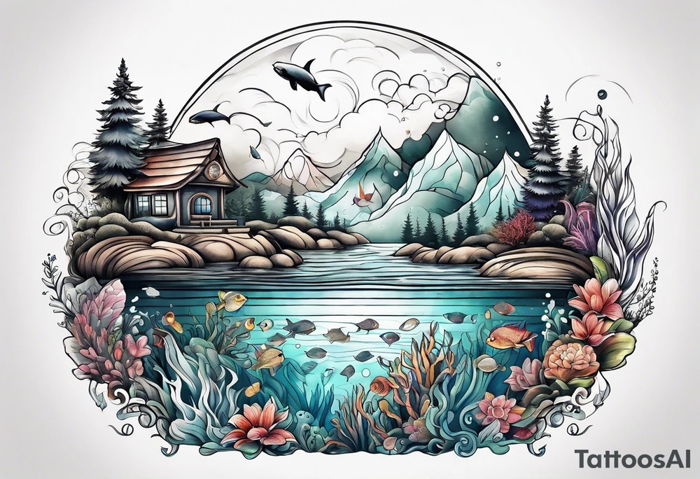 Underwater landscape tattoo idea