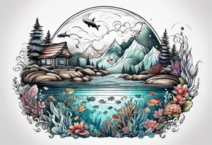 Underwater landscape tattoo idea