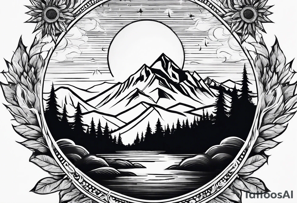Mountain sun tattoo idea
