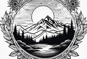 Mountain sun tattoo idea