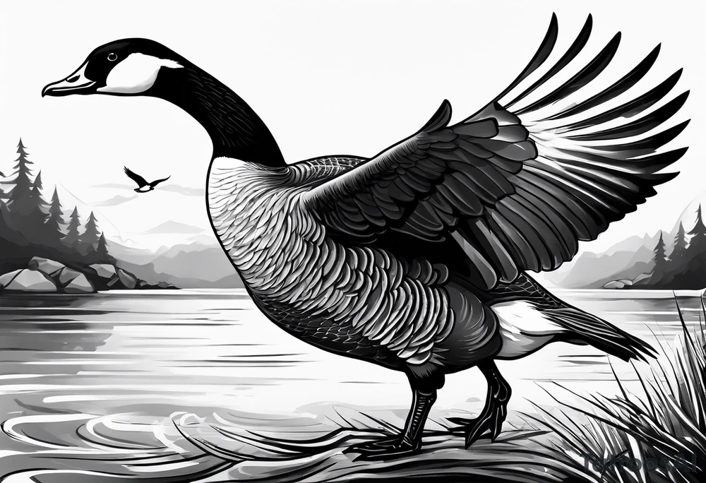 canadian goose in fighting mode tattoo idea