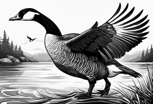 canadian goose in fighting mode tattoo idea