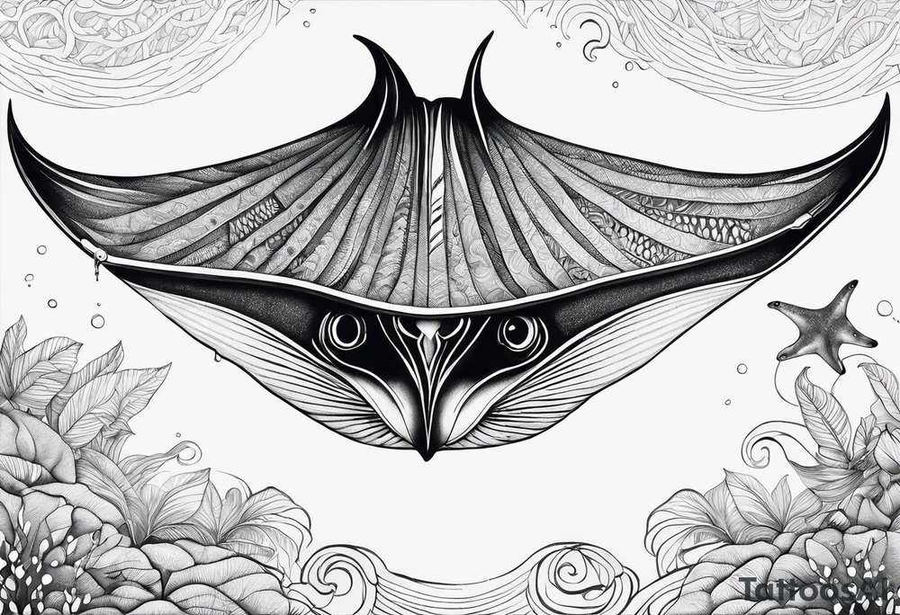 Cite manta ray swimming like flying tattoo idea