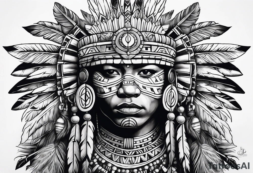 Tohono Oʼodham Aztec tribe tattoo idea