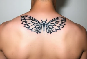 maximalist, cyber sigilism, organic touches, back tattoo, whimsical, witchy, hippie, fairy wing like tattoo idea