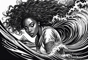 Black woman surfing
With natural hair tattoo idea