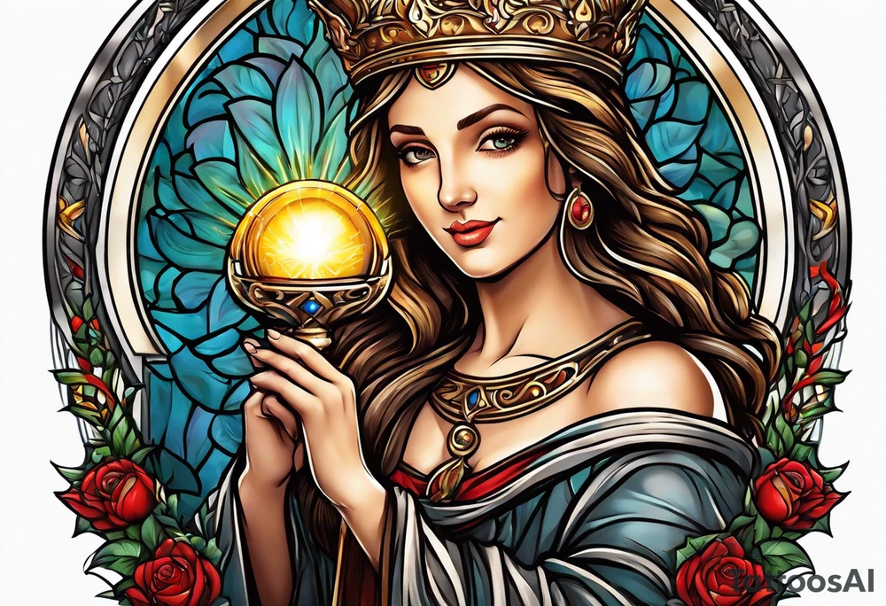 Female saint  holding a chalice tattoo idea