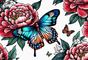 Peony and a butterfly tattoo idea