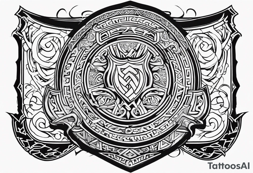 Valhalla viking gods shield hatchet tattoo idea