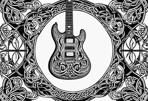 Celtic knot electric guitar on fire tattoo idea