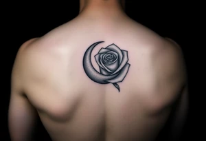 I have a small crescent moon tattoo. I want to cover it up with a rose tattoo. So I would like a rose tattoo with a crescent moon incorporated into it. I want the petal to be the moon shaped tattoo idea