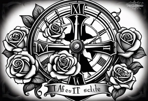 Cross anchor clock and Rose all Nice and flowing on the top part of my arm to make a half sleeve tattoo idea