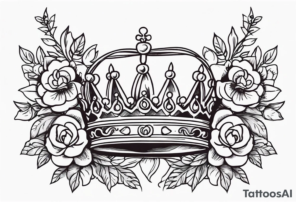 crown
old school vintage simple traditional design with vintage flowers surrounding
bold color simple tattoo idea