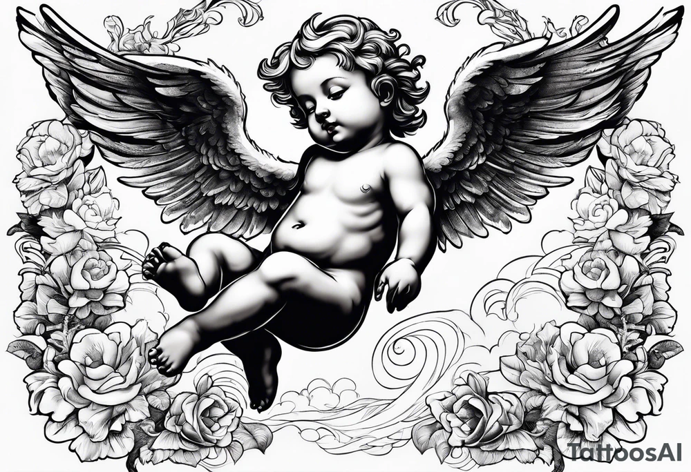 Cherub flying tattoo idea