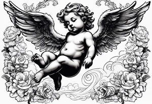 Cherub flying tattoo idea