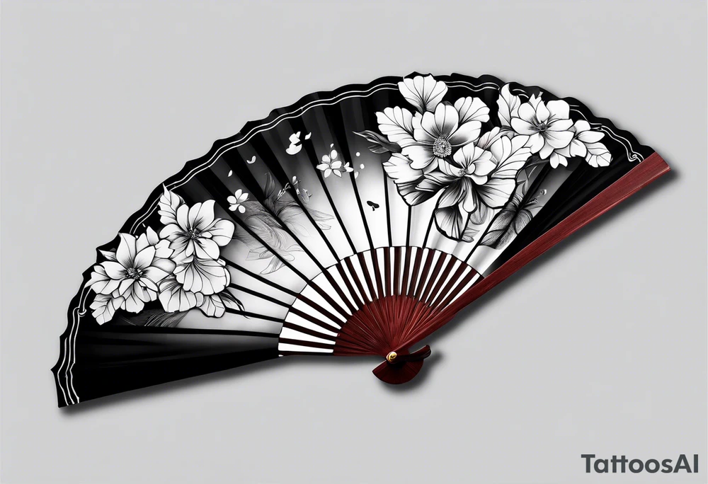 Japanese paper fan with long string tattoo idea