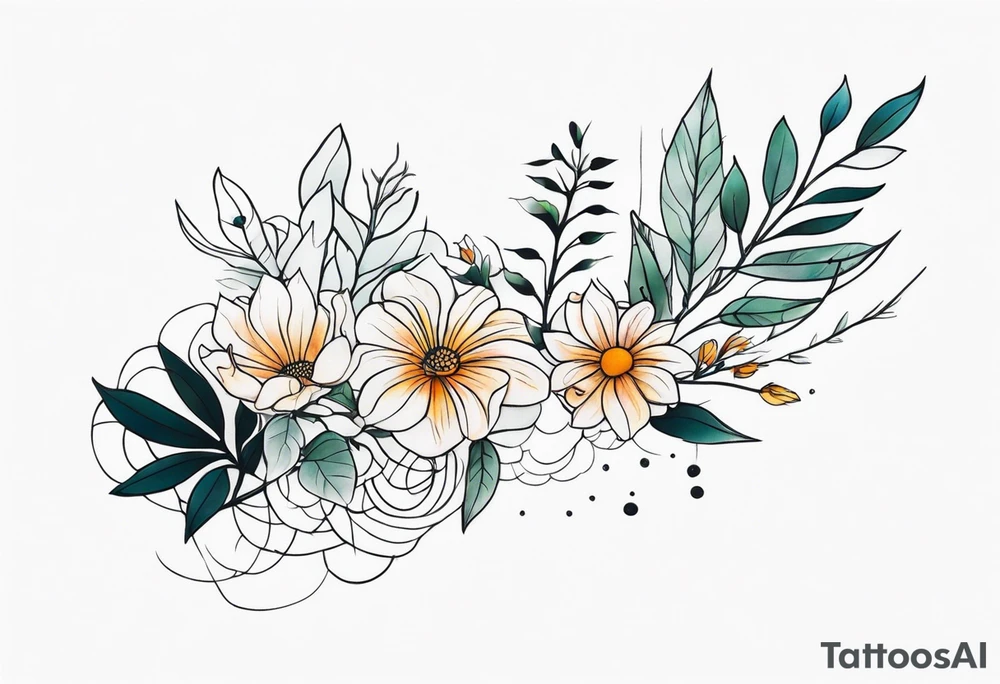 Horizontal tattoo inspired by nature that will go across thigh tattoo idea