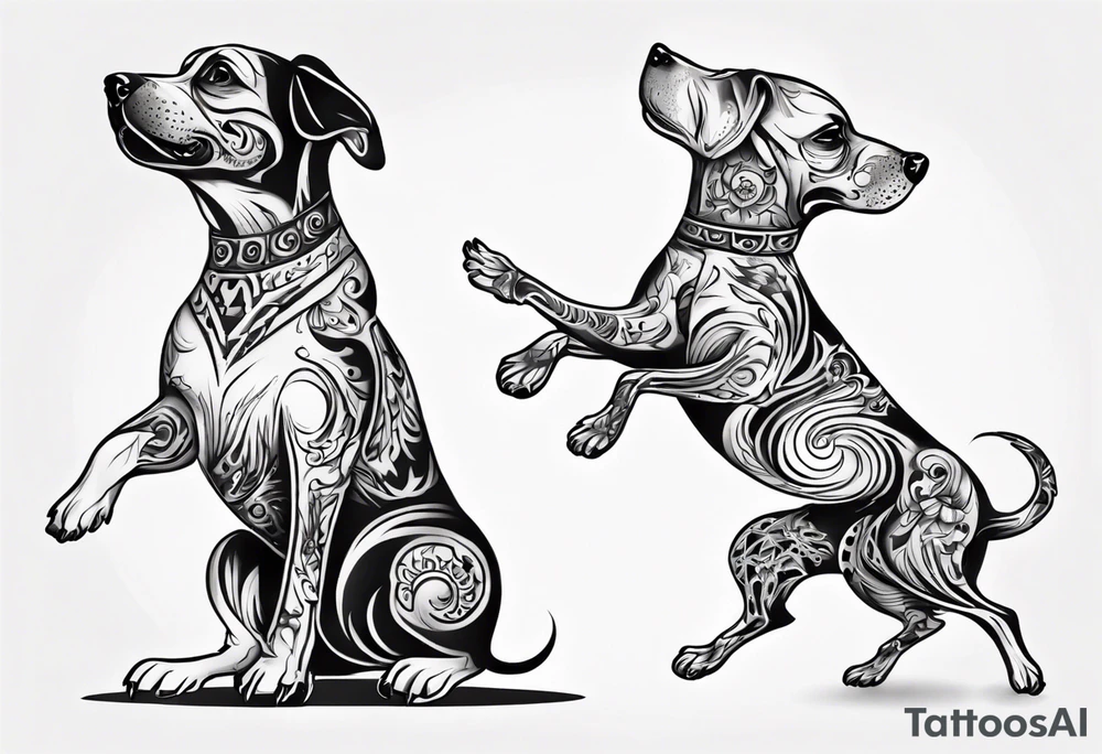 two dogs dancing on their hind legs. tattoo idea